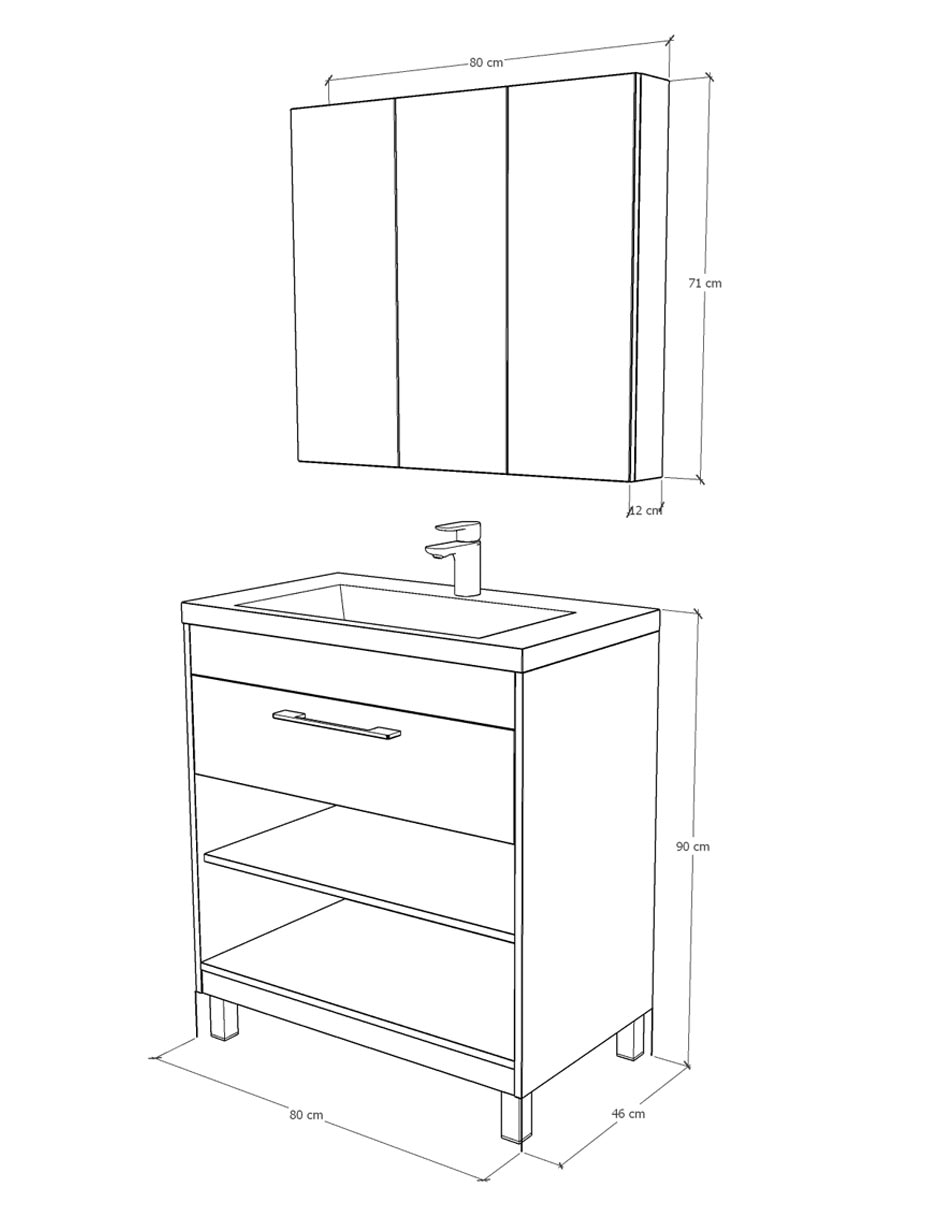 Paquete de baño Gravita Lucas de melamina armable