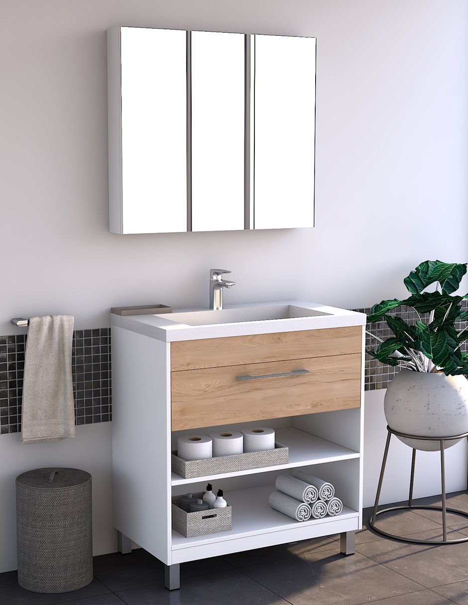Paquete de baño Gravita Lucas de melamina armable