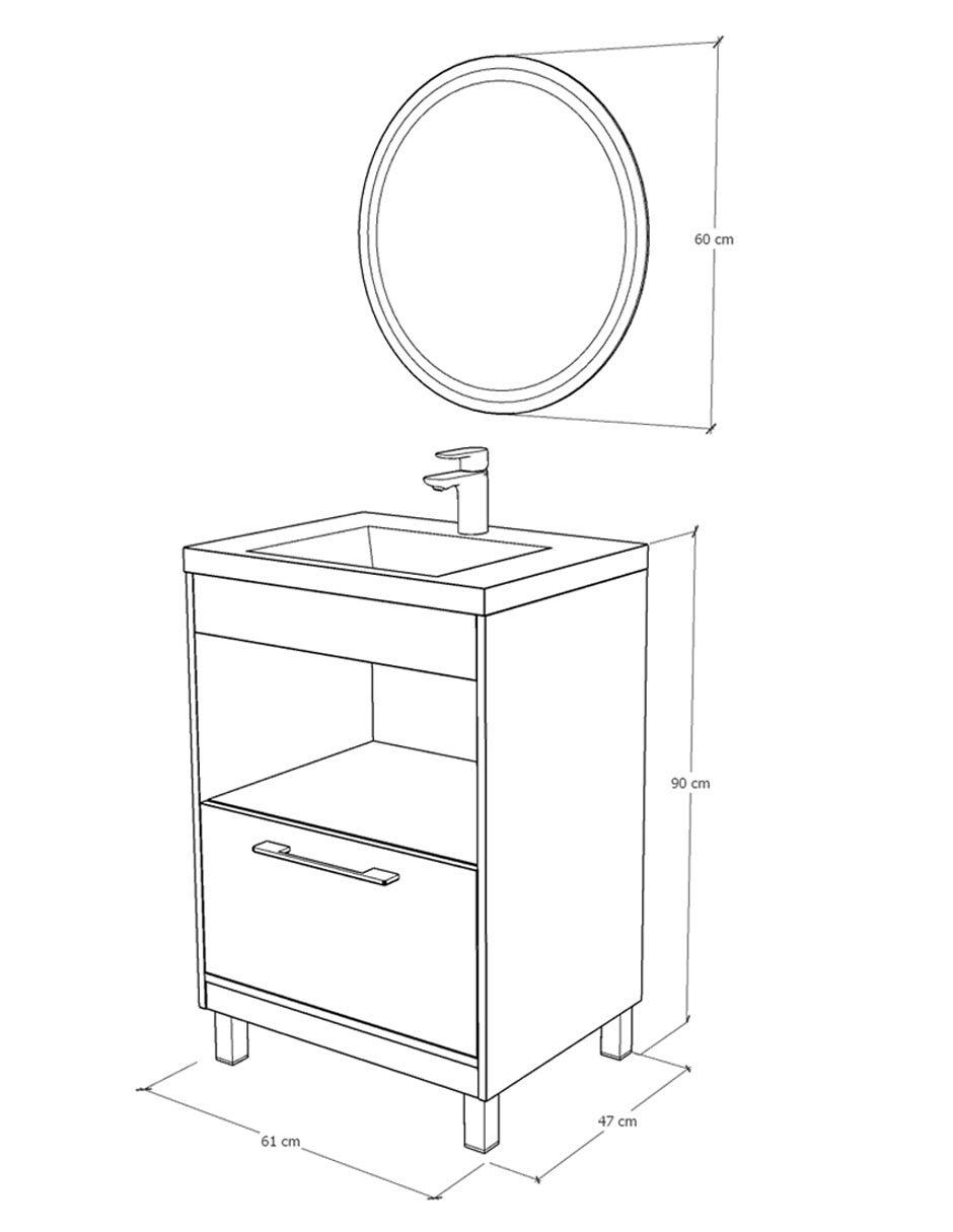 Paquete de baño Gravita Olivia de melamina armable