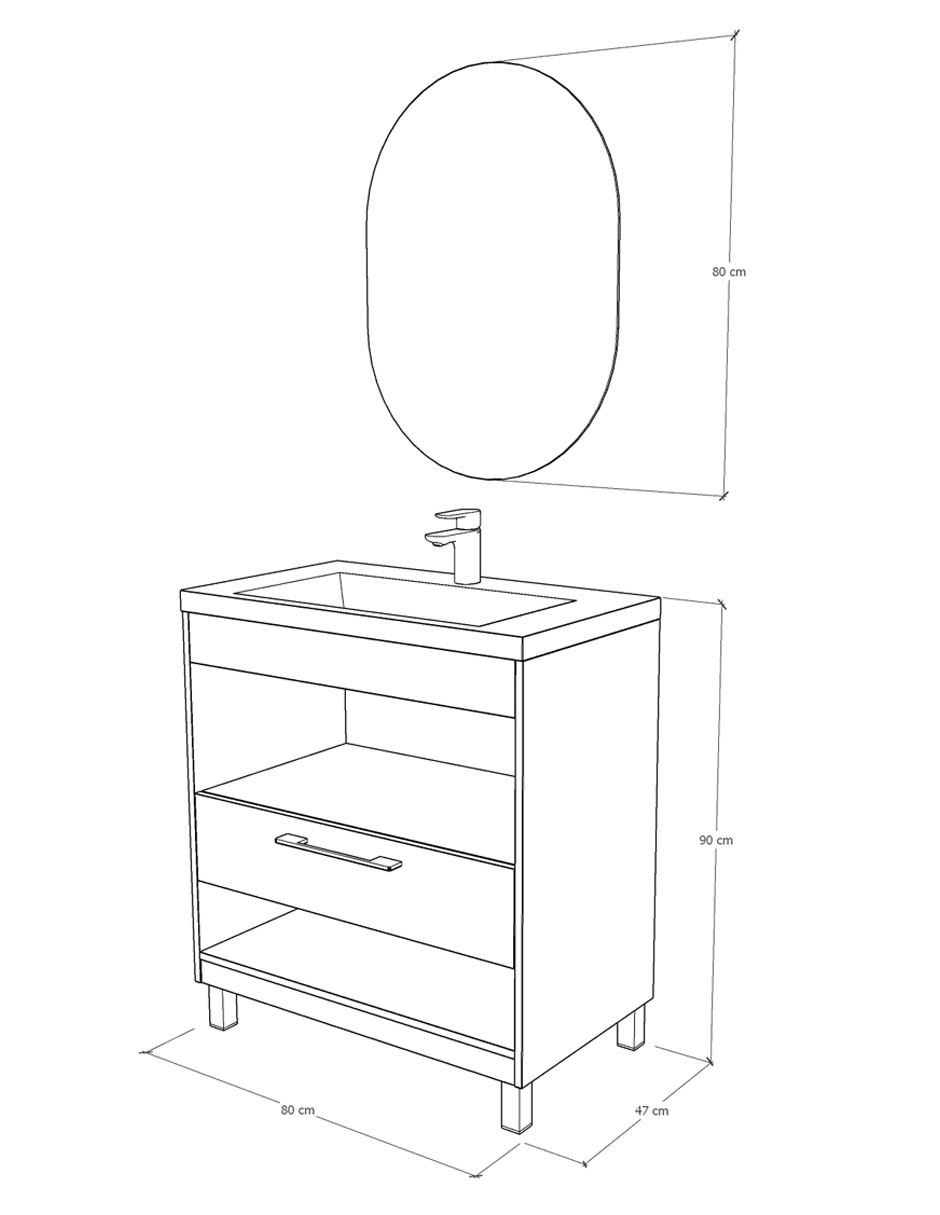 Paquete de baño Gravita Excalibur de melamina armable