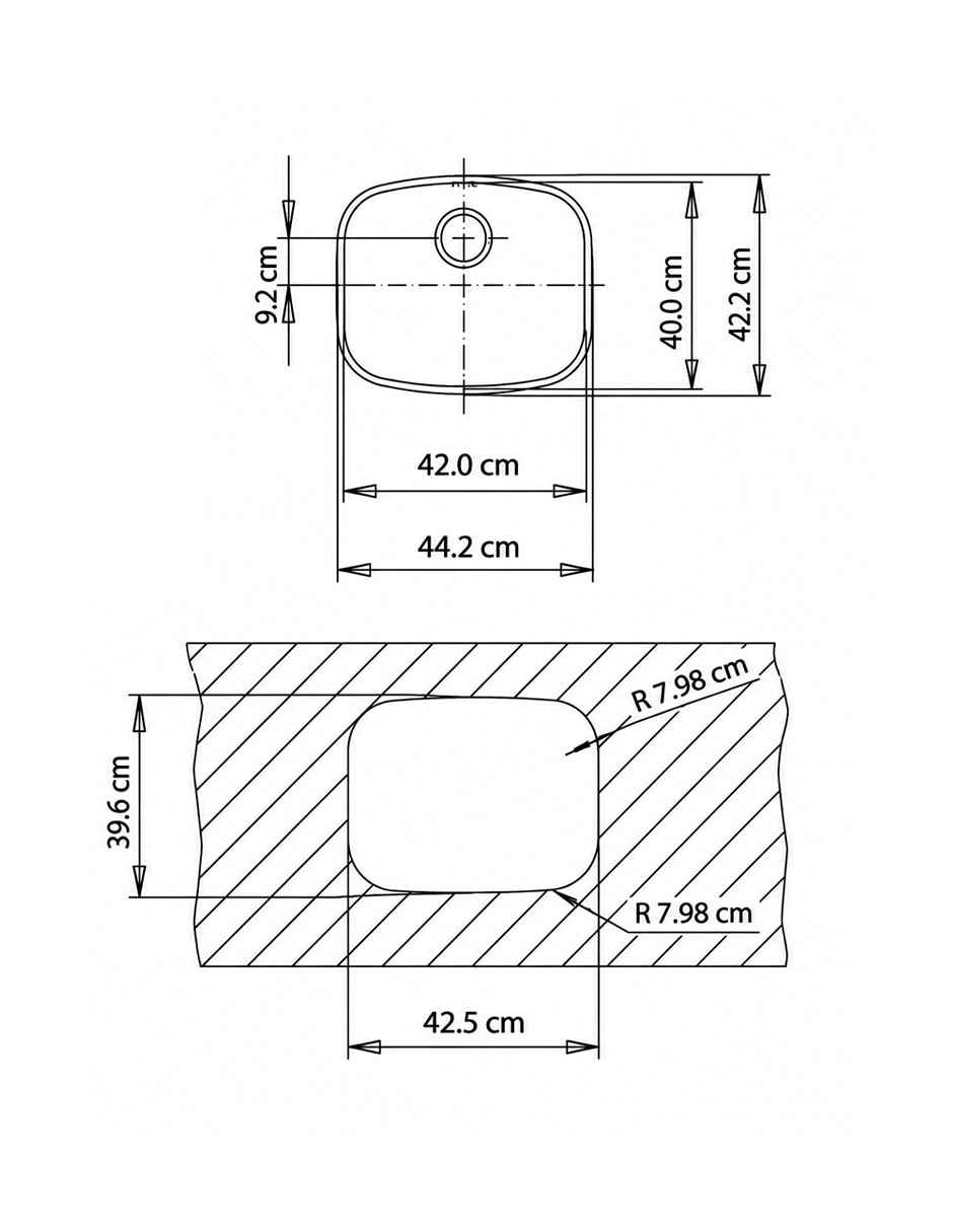 Tarja 1 tina de acero inoxidable Square 50.40 TG B 6