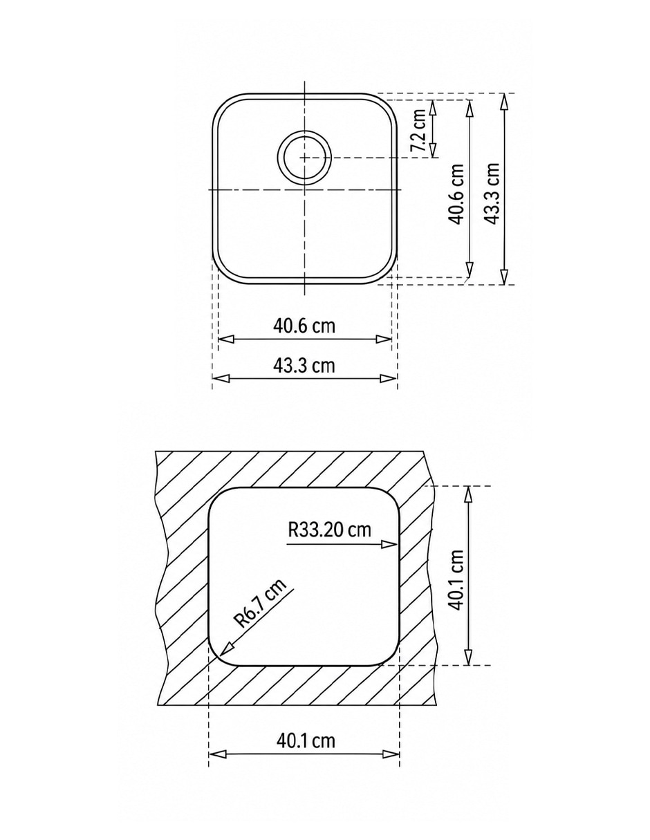 Tarja 1 tina de acero inoxidable Square 50.40 TG B 6